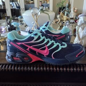 Nike Air Max Torch 4 Navy Mesh Running Shoes with Pink + Aqua Accents